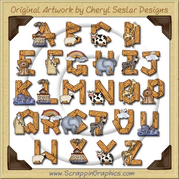 Noah's Ark Alphabet & Numbers Clip Art Download - Click Image to Close