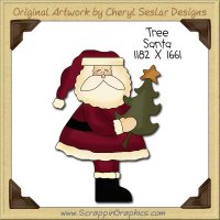Tree Santa Single Clip Art Graphic Download