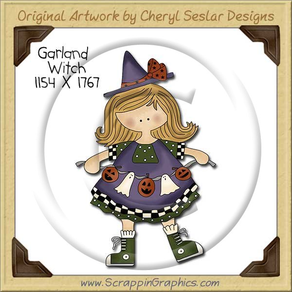Garland Witch Single Clip Art Graphic Download - Click Image to Close