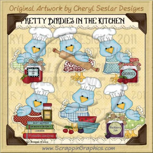 Pretty Birdies In The Kitchen Limited Pro Clip Art Graphics