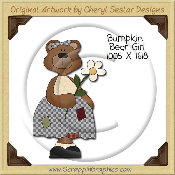 Bumpkin Bear Girl Single Clip Art Graphic Download - Click Image to Close