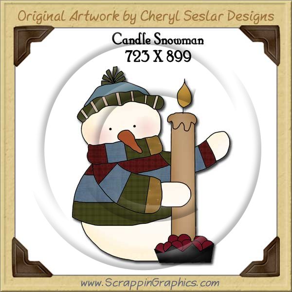 Candle Snowman Single Graphics Clip Art Download - Click Image to Close