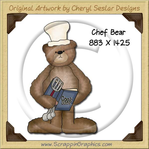 Chef Bear Single Graphics Clip Art Download - Click Image to Close