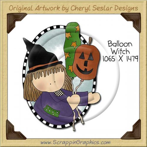 Balloon Witch Single Clip Art Graphic Download