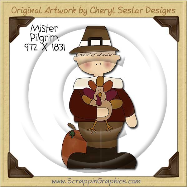 Mister Pilgrim Single Clip Art Graphic Download - Click Image to Close