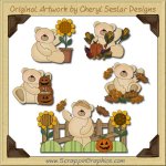 Harvest Thyme Bears Collection Graphics Clip Art Download