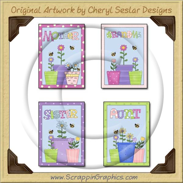 Flower Pot Sampler Card Collection Printable Craft Download - Click Image to Close