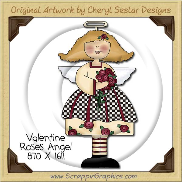Valentine Roses Angel Single Clip Art Graphic Download - Click Image to Close