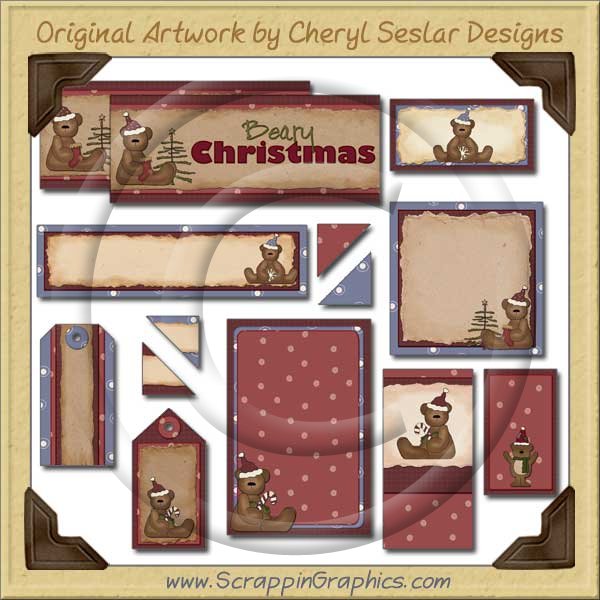 Beary Christmas Journaling Delights Digital Scrapbooking Graphics Clip Art Download - Click Image to Close