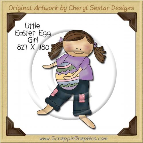 Little Easter Egg Girl Single Clip Art Graphic Download