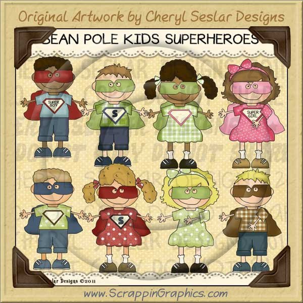 Bean Pole Kids Superhero Limited Pro Clip Art Graphics - Click Image to Close