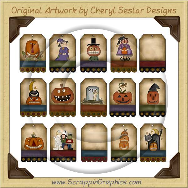 Folk Art Halloween Tags Two Collection Printable Craft Download - Click Image to Close