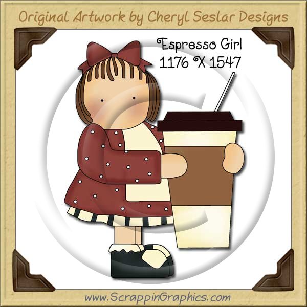 Espresso Girl Single Graphics Clip Art Download - Click Image to Close