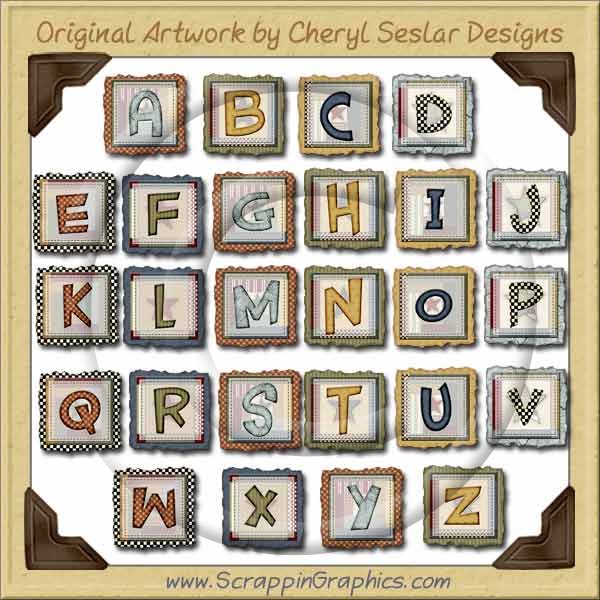 Country Quilt Alphabet & Numbers Clip Art Download - Click Image to Close
