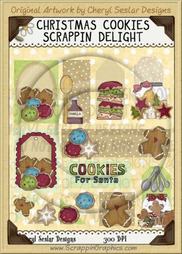 Christmas Cookies Scrappin' Delights Clip Art Graphics