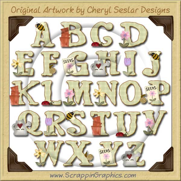 Summer Garden Alphabet & Numbers Clip Art Download - Click Image to Close
