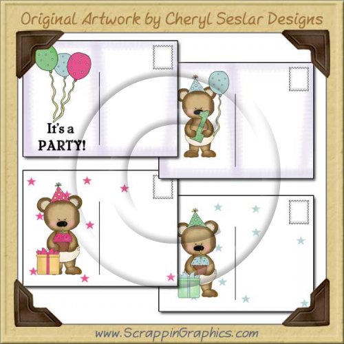 Baby Bear Birthday Postcard Collection Printable Craft Download