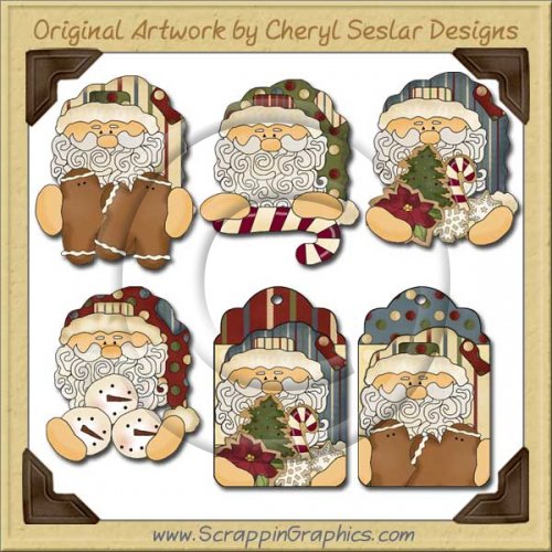 Folksy Santa Collection Graphics Clip Art Download