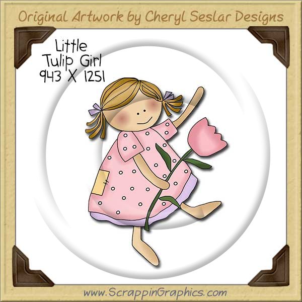 Little Tulip Girl Single Clip Art Graphic Download - Click Image to Close