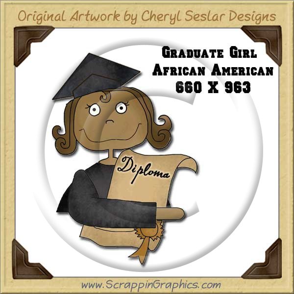 African American Graduate Girl Single Graphics Clip Art Download - Click Image to Close