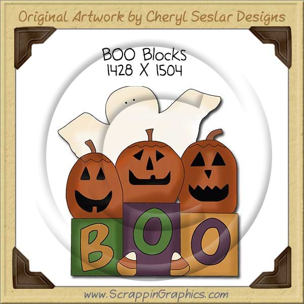 BOO Blocks Single Clip Art Graphic Download - Click Image to Close
