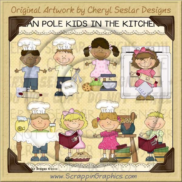 Bean Pole Kids In The Kitchen Limited Pro Clip Art Graphics - Click Image to Close