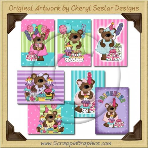 Celebration Bear Cards Collection Printable Craft Download