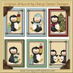 Christmas Penguins Sampler Card Printable Craft Download