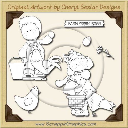 Chicken Coop Kids Digital Stamp Set Limited Pro Clip Art Graphics