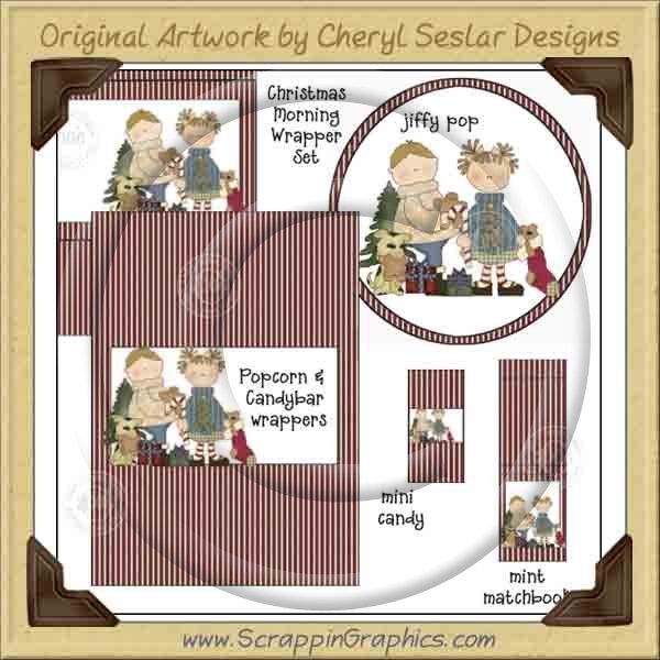 Christmas Morning Wrapper Set Printable Craft Collection Graphic - Click Image to Close