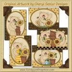 Sunflower Bears Sampler Card Printable Craft Download