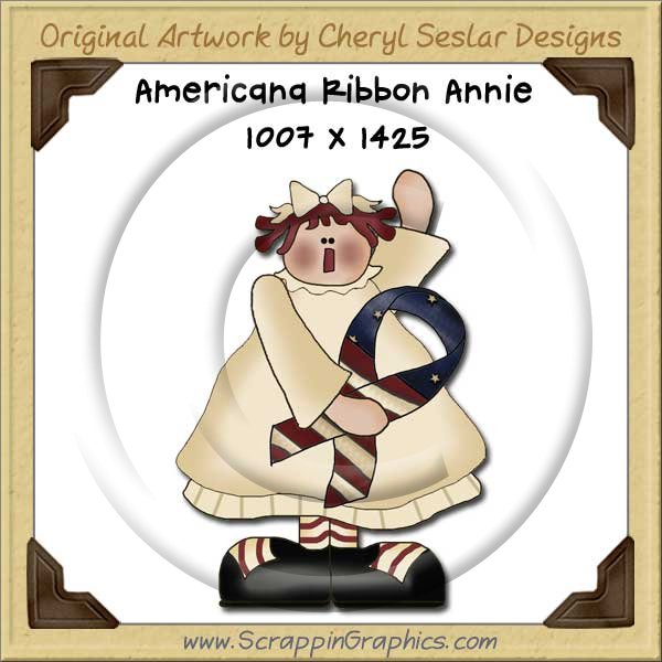Americana Ribbon Annie Single Graphics Clip Art Download - Click Image to Close
