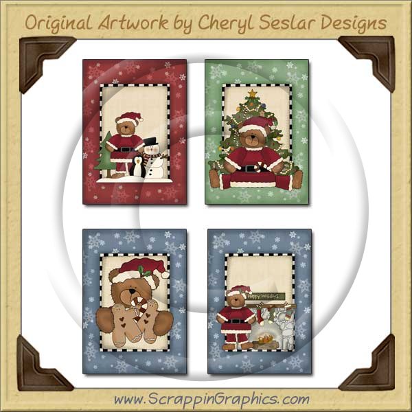 Santa Bear Cards Sampler Printable Craft Download - Click Image to Close