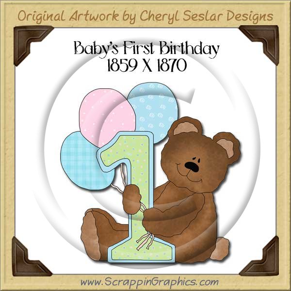 Baby's First Birthday Single Graphics Clip Art Download - Click Image to Close
