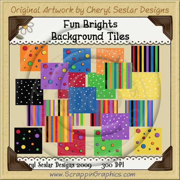 Fun Brights Background Tiles Clip Art Graphics - Click Image to Close