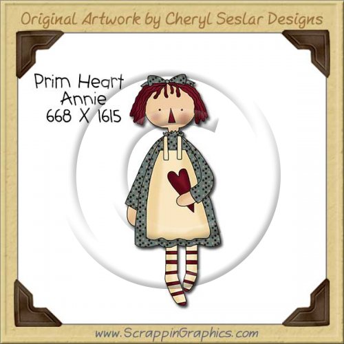 Prim Heart Annie Single Clip Art Graphic Download