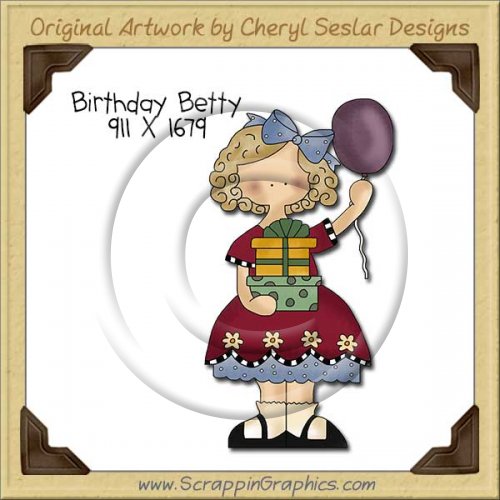 Birthday Betty Single Clip Art Graphic Download