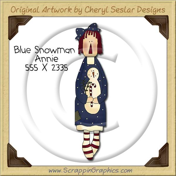 Blue Snowman Annie Single Clip Art Graphic Download - Click Image to Close