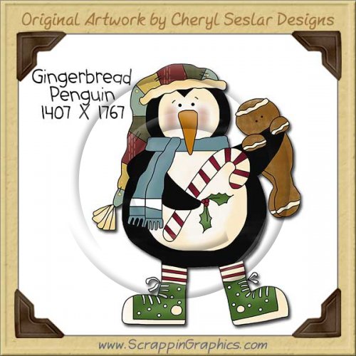 Gingerbread Penguin Single Clip Art Graphic Download
