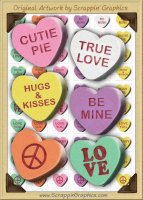 3D Conversation Hearts Sediments Clip Art Graphics