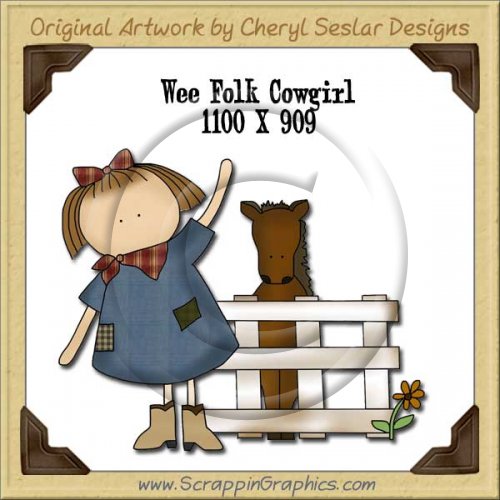 Wee Folk Cowgirl Single Graphics Clip Art Download