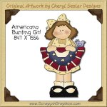 Americana Bunting Girl Single Clip Art Graphic Download