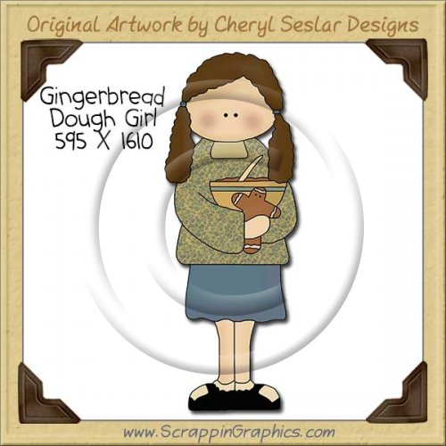 Gingerbread Dough Girl Single Clip Art Graphic Download