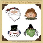 Holiday Faces Collection Graphics Clip Art Download