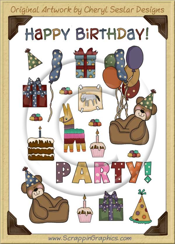Reseller -Happy Birthday Sticker Page Clip Art Graphics - Click Image to Close