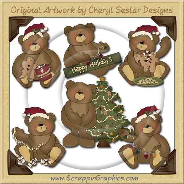 Sweet Christmas Bears Collection Graphics Clip Art Download - Click Image to Close