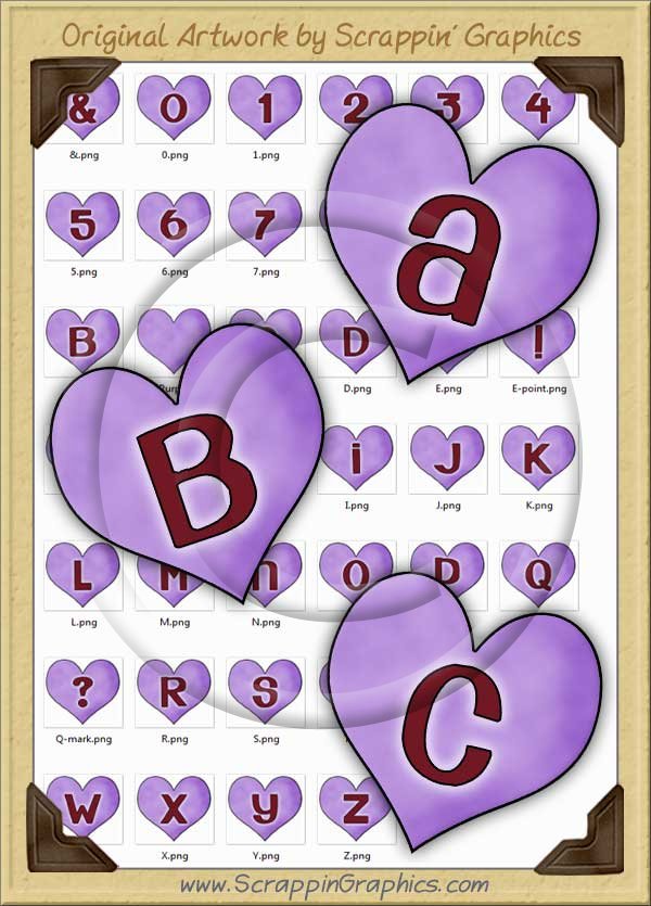 Purple Candy Hearts Letters & Numbers Clip Art Graphics - Click Image to Close