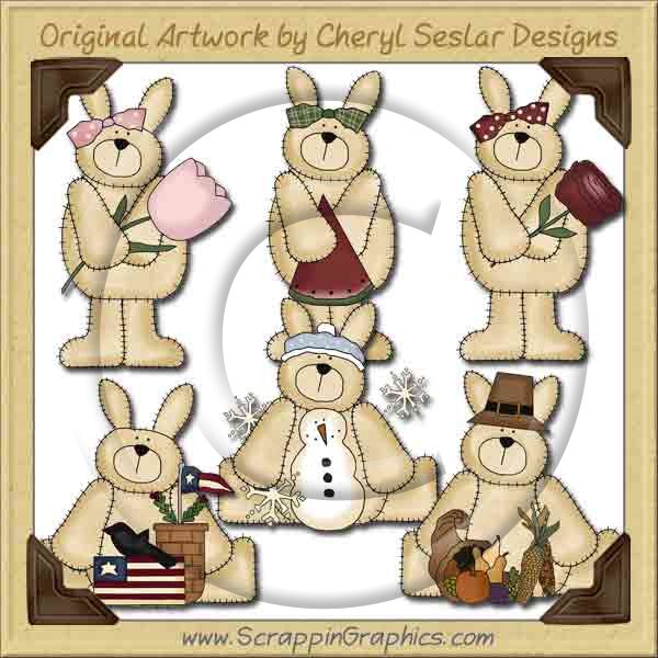 Seasonal Bunnies Collection Graphics Clip Art Download - Click Image to Close