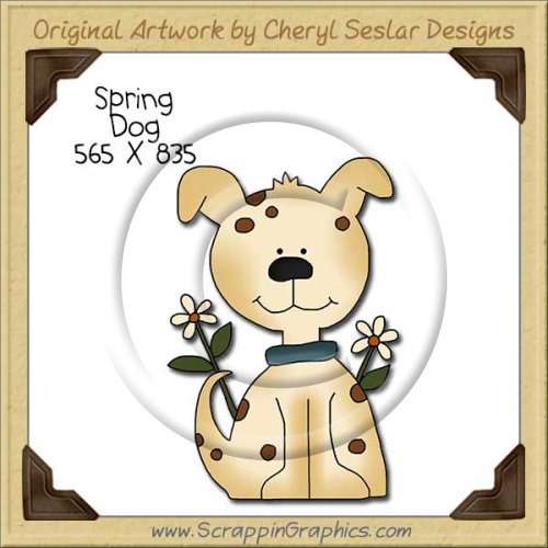 Spring Dog Single Clip Art Graphic Download