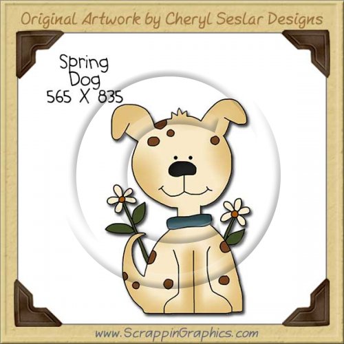 Spring Dog Single Clip Art Graphic Download